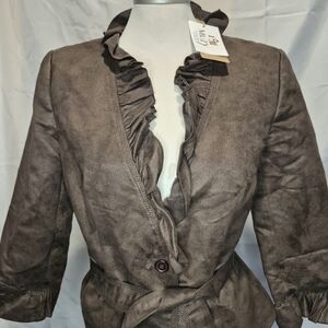 Brown Ruffled Women's Jacket